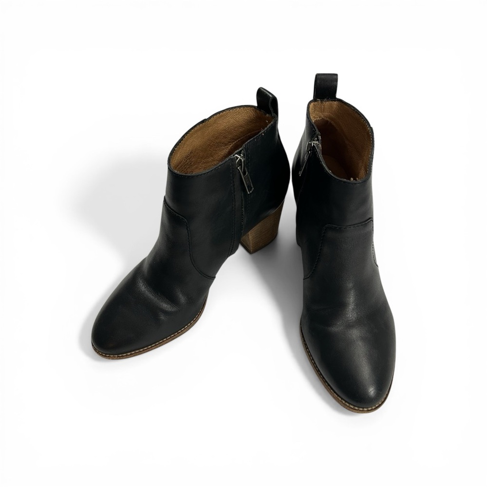 Madewell Brenner Ankle Zip Black Leather Block Heel Boots Womens Size 8